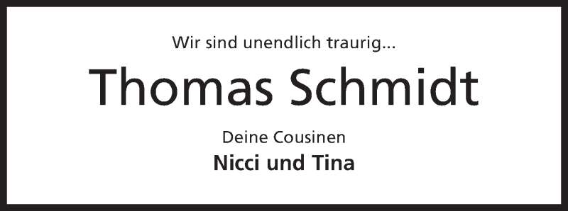  Traueranzeige für Thomas Schmidt vom 16.06.2015 aus Mindener Tageblatt