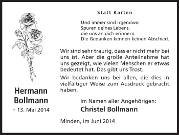 Anzeige von Hermann Bollmann von Mindener Tageblatt
