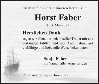 Anzeige von Horst Faber von Mindener Tageblatt