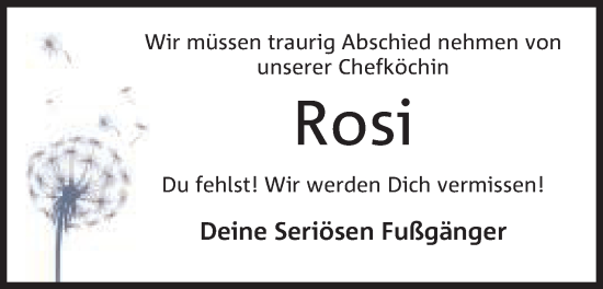 Anzeige von Rosi  von Mindener Tageblatt