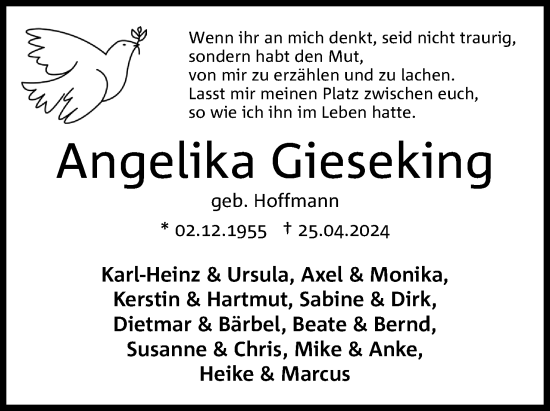 Anzeige von Angelika Gieseking von 4401