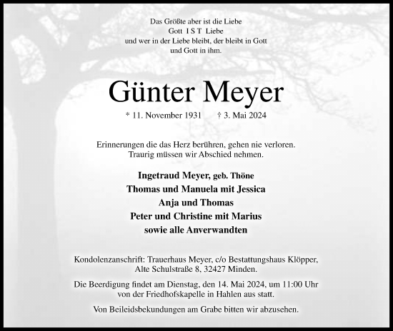 Anzeige von Günter Meyer von 4401