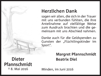 Anzeige von Dieter Pfannschmidt von Mindener Tageblatt