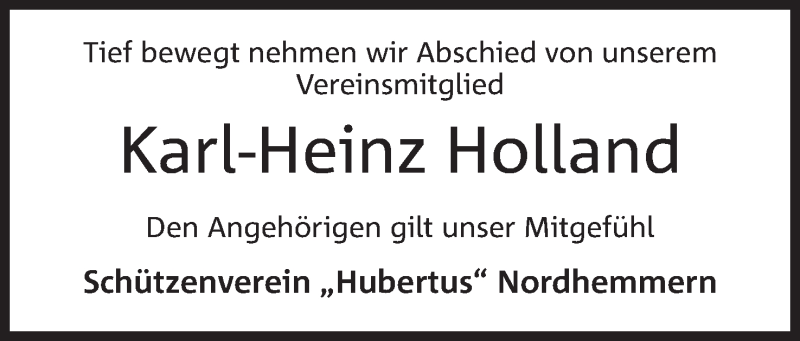  Traueranzeige für Karl-Heinz Holland vom 20.12.2017 aus Mindener Tageblatt