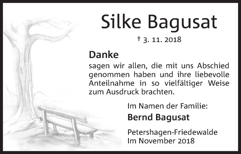  Traueranzeige für Silke Bagusat vom 03.11.2018 aus Mindener Tageblatt