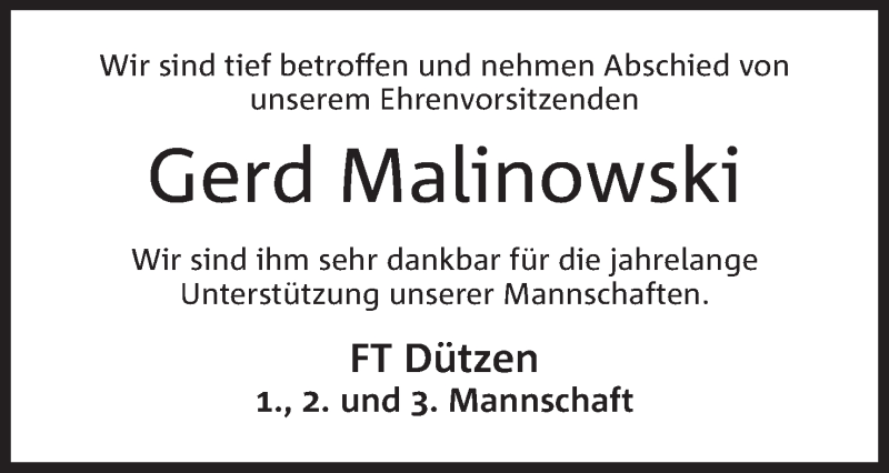  Traueranzeige für Gerd Malinowski vom 03.12.2018 aus Mindener Tageblatt