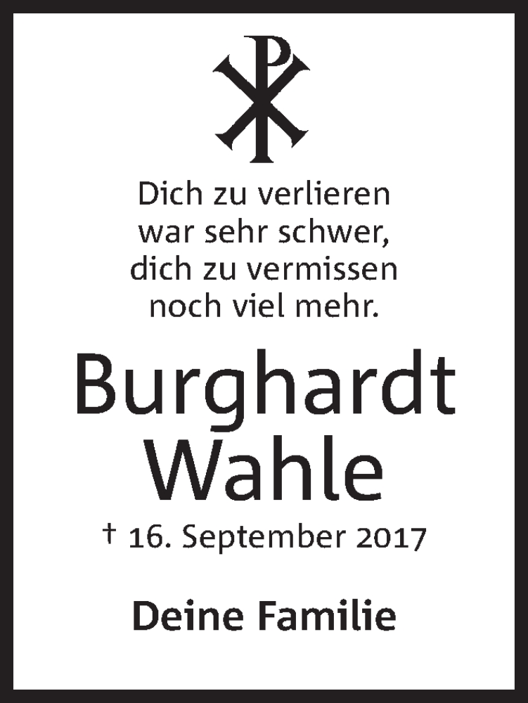  Traueranzeige für Burghardt Wahle vom 15.09.2018 aus Mindener Tageblatt