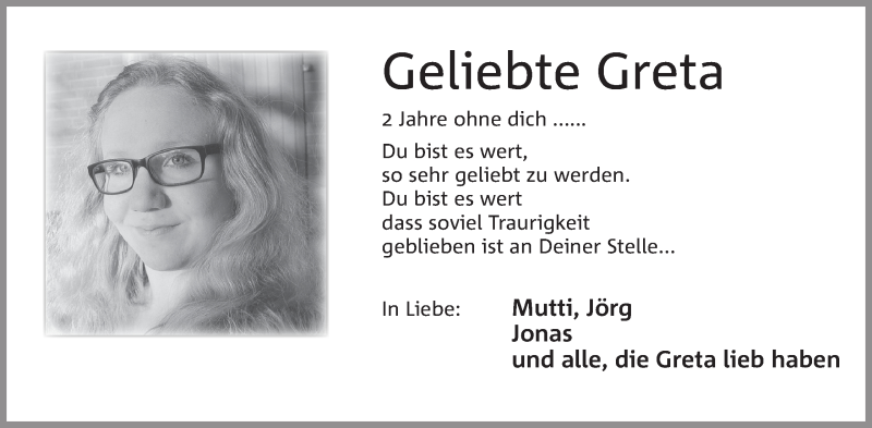  Traueranzeige für Greta  vom 07.02.2019 aus Mindener Tageblatt