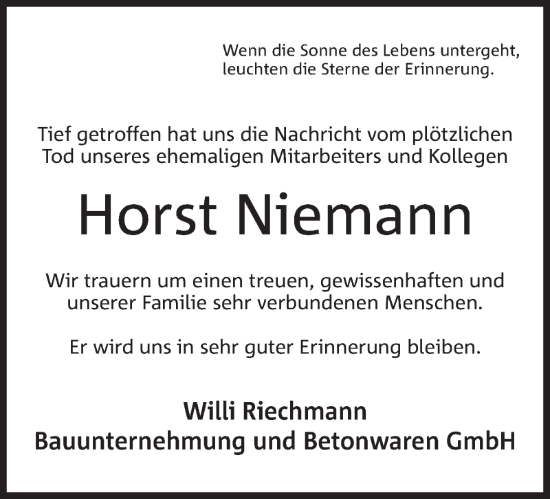  Traueranzeige für Horst Niemann vom 06.02.2019 aus Mindener Tageblatt