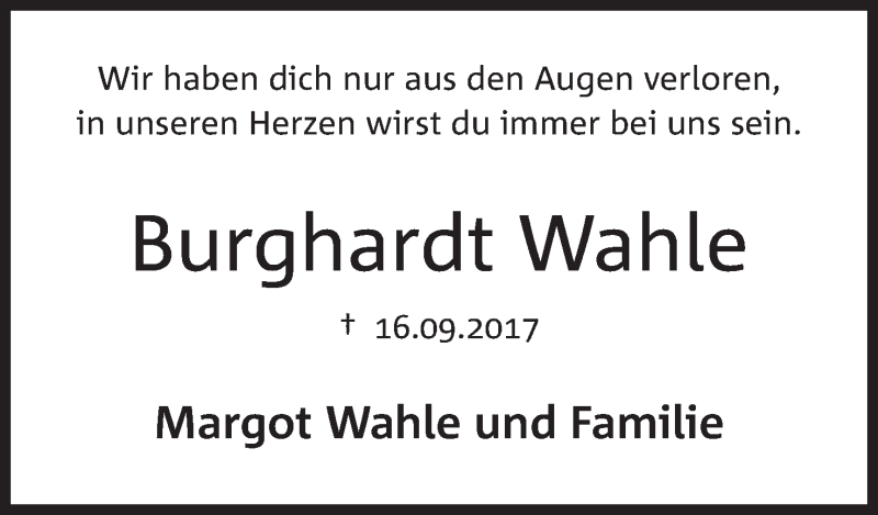  Traueranzeige für Burghardt Wahle vom 16.09.2019 aus Mindener Tageblatt