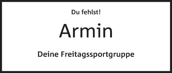Anzeige von Armin  von Mindener Tageblatt