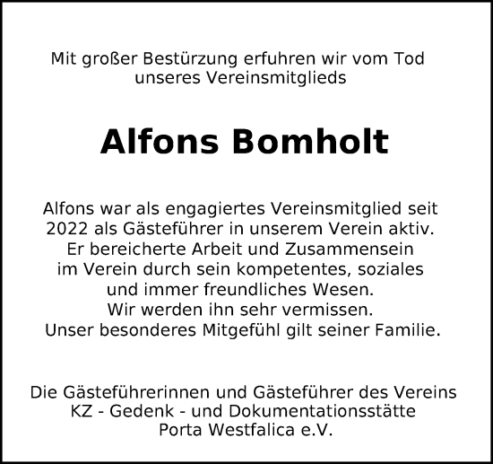 Anzeige von Alfons Bomholt von 4401