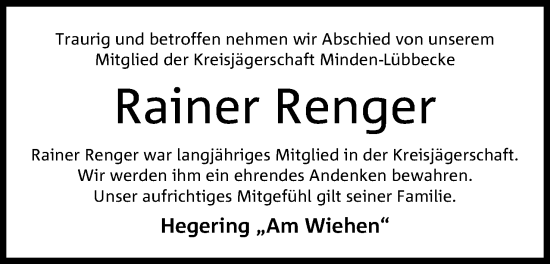 Anzeige von Rainer Renger von 4401