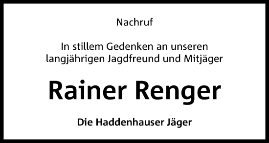 Anzeige von Rainer Renger von 4401