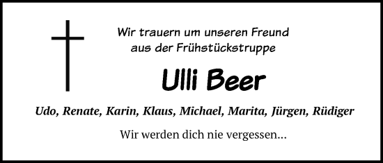 Anzeige von Ulli Beer von 4401