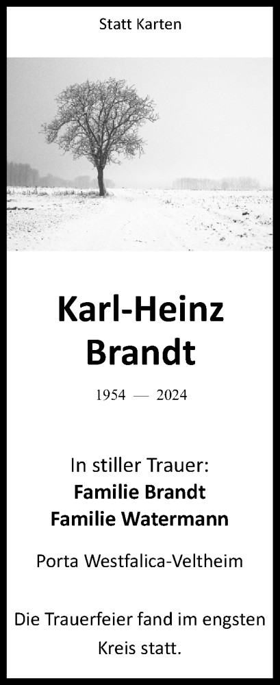 Anzeige von Karl-Heinz Brandt von 4401