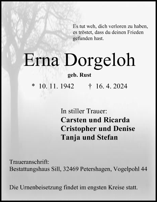 Anzeige von Erna Dorgeloh von 4401