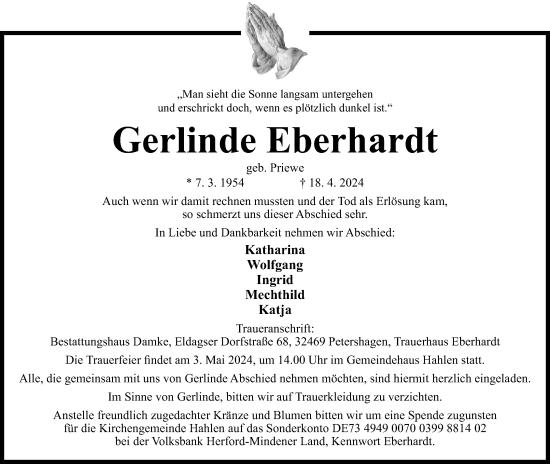 Anzeige von Gerlinde Eberhardt von 4401