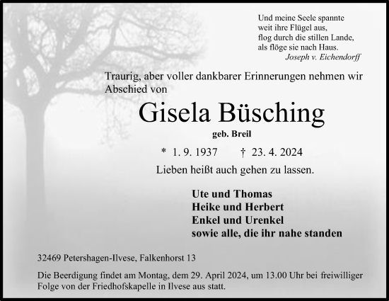 Anzeige von Gisela Büsching von 4401