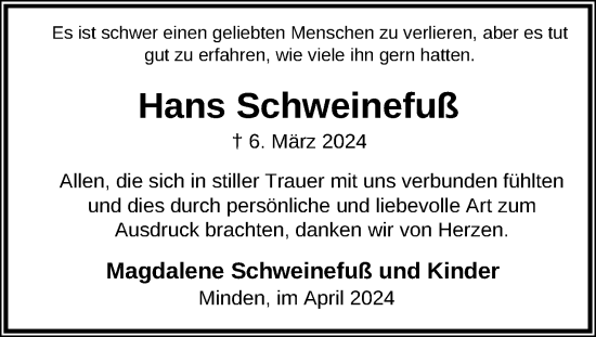 Anzeige von Hans Schweinefuß von 4401
