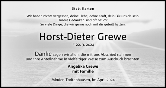 Anzeige von Horst-Dieter Grewe von 4401